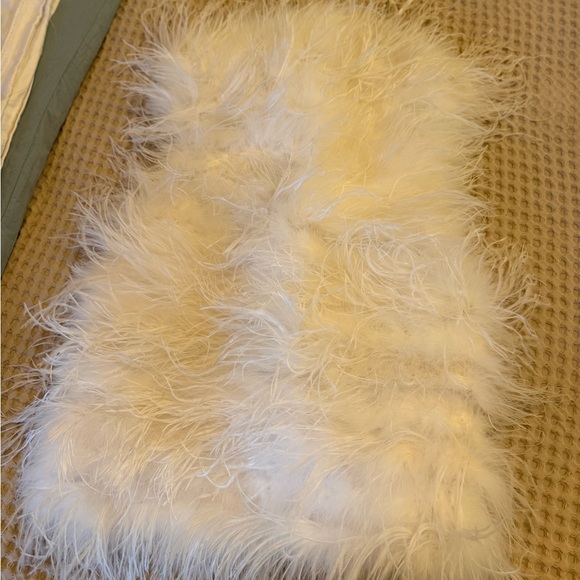 Lamarque Feathered Mini Dress in White - Picture 2 of 3